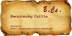 Bacsinszky Csilla névjegykártya